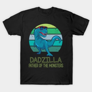 Dadzilla Father Of The Monsters Happy Father Day Dinosaur T-rex Saurus Lover Dad Vintage Retro T-Shirt